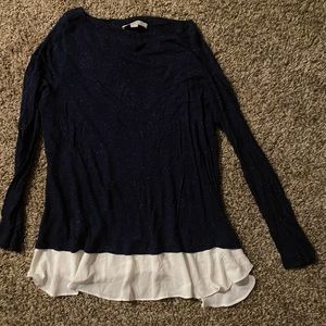 Mixed media long sleeve top
